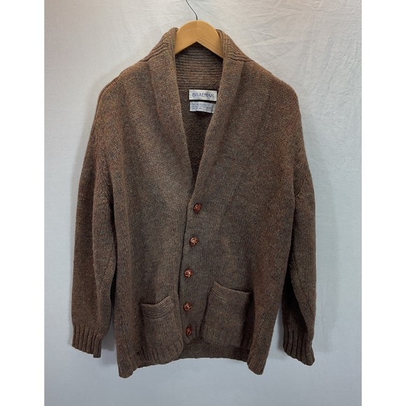 Braemar Other - VTG Braemar Grandpa Cardigan Mens MD 100% Shetland Wool Brown oarsmen classic
